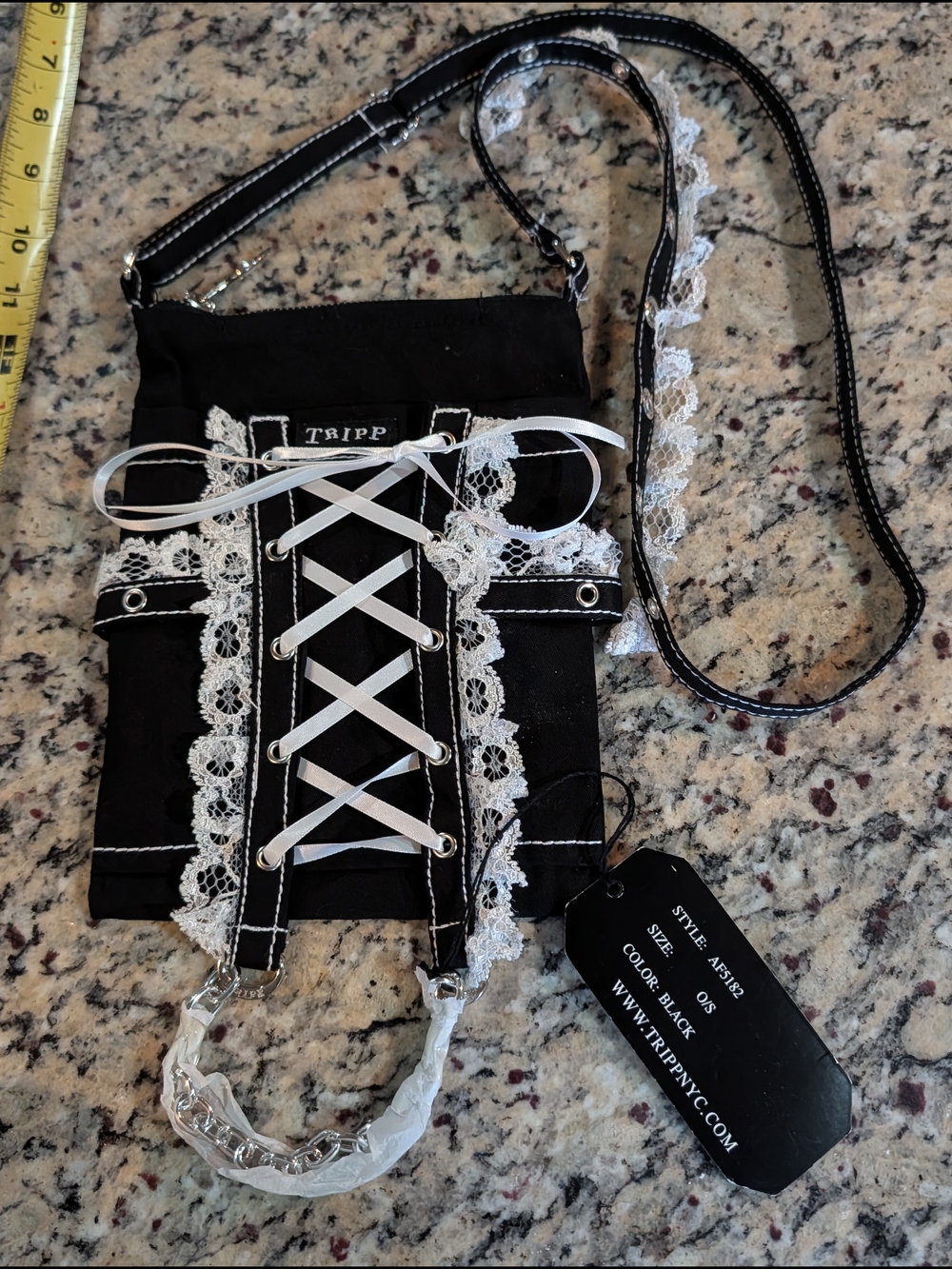 Tripp NYC By Daang Goodman Black Lace And Chain Purse NWT's